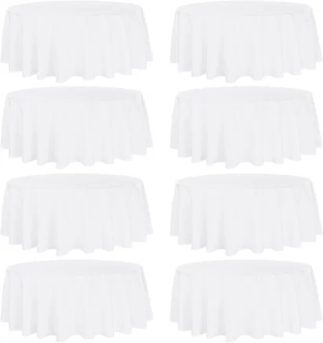 Vista 15 de Fivenl Paquete de 8 manteles redondos de 70 pulgadas, color negro, tela de poliéster lavable a granel, para bodas, fiestas, recepciones, banquetes
