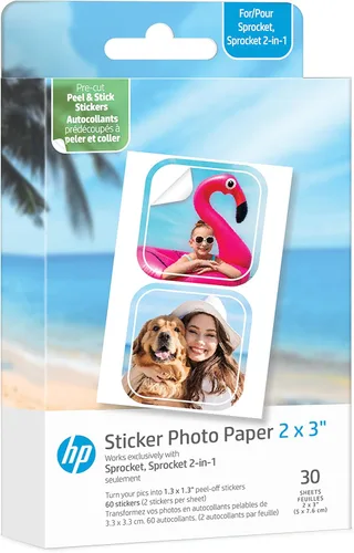 Vista 8 de HP Sprocket - Papel fotográfico adhesivo Zink de 2 x 3 pulgadas (20 hojas) compatible con impresoras fotográficas HP Sprocket.