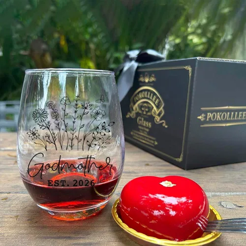 Vista 5 de EST 2026 - Regalos de copa de vino para madrina para mujeres, regalo de madrina por primera vez, regalo de anuncio de embarazo, regalos de bautismo