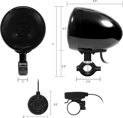 Vista 5 de GoHawk - Amplificador todo en uno de 4.5 pulgadas, rango completo, impermeable, Bluetooth, bocinas estéreo de motocicleta con AUX para manubrio