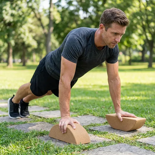 Vista 7 de VOSAREA Bloque de yoga de corcho, soporte natural de alta densidad para pilates, yoga caliente y meditación, ladrillos de pilates antideslizantes