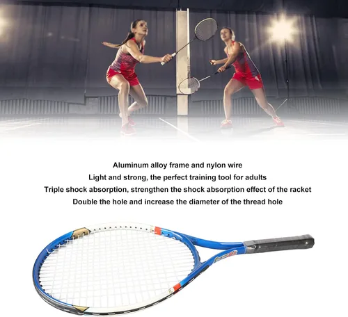 Vista 4 de RiToEasysports Raqueta de tenis para adultos, de aleación de aluminio de 27 pulgadas, ligera, para principiantes, jugadores intermedios