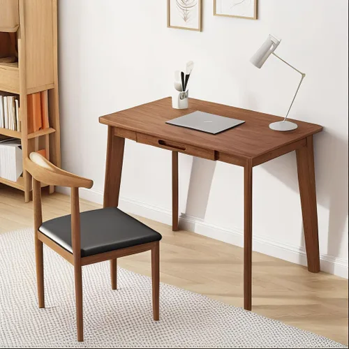 Vista 2 de DELLMAO Escritorio para computadora de escritura, escritorio de oficina, mesa de computadora, escritorio de estudio con 1 cajón para muebles