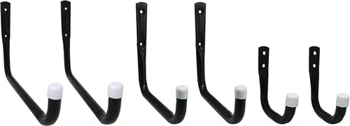 Vista 2 de Shepherd Hardware 8088E Ganchos de Almacenamiento de Garaje/Utilidad Surtidos de Acero Resistente, Paquete de 6, Negro