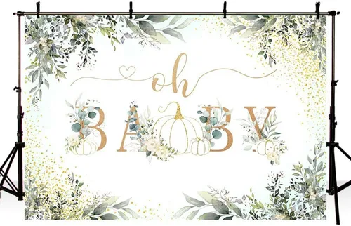 Vista 3 de MEHOFOND Decoraciones de otoño de 7 x 5 pies, decoración de baby shower, fondo de vegetación, hojas de eucalipto, suministros de fiesta de otoño