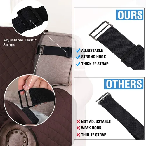 Vista 7 de H.VERSAILTEX Paquete de funda reversible para silla y funda de sofá marrón