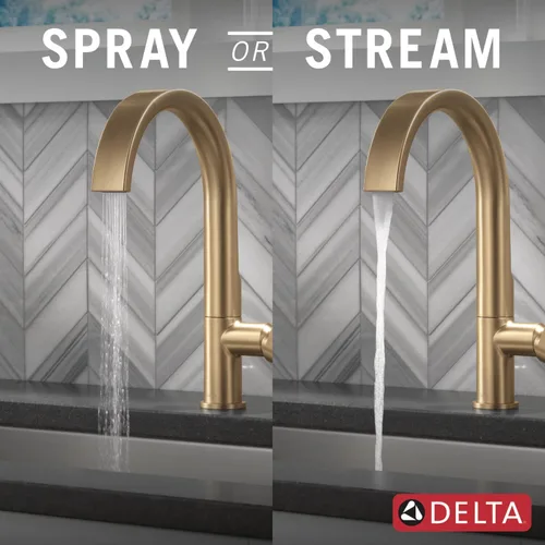 Vista 7 de Delta Keele Grifo de cocina dorado cepillado con pulverizador extraíble, grifo de cocina de un solo agujero dorado cepillado moderno, manija única