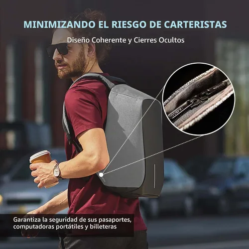 Vista 3 de Mochila antirrobo Bobby original por XD Design, gris 1