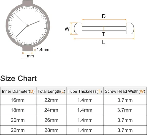 Vista 2 de HARFINGTON Reloj Tornillo Tubo Varilla Acero Inoxidable Reloj Correa Pines