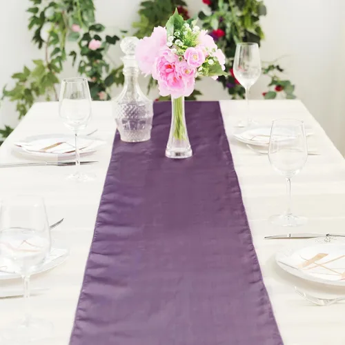 Vista 8 de Efavormart - Paquete de 10 caminos de mesa de satén de alta calidad para bodas, fiestas de cumpleaños, ajuste rectangular y mesa redonda, 12 x 108