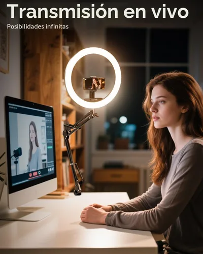 Vista 3 de UBeesize Anillo de luz de 12 pulgadas con soporte de teléfono superior, luz LED para selfie con soporte y soporte para teléfono para iPhone