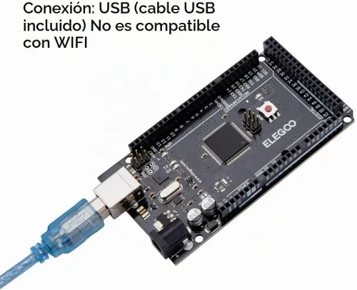 Vista 2 de ELEGOO MEGA R3 Placa ATmega 2560 + cable USB compatible con Arduino IDE Proyectos Cumplimiento RoHS Build Robots, 3D-printer Controllers and