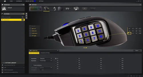 Vista 8 de Corsair Scimitar Pro RGB - Mouse para juegos MMO - Sensor óptico de 16,000 DPI - 12 botones laterales programables - Negro