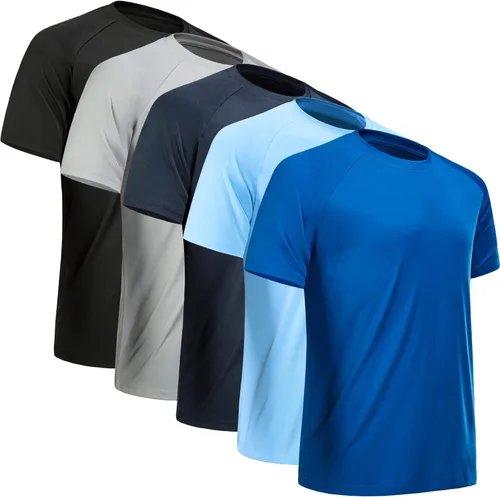 Vista 35 de Camisetas de entrenamiento para hombre, de manga corta, de secado rápido, atlético, gimnasio, activo, absorbe la humedad