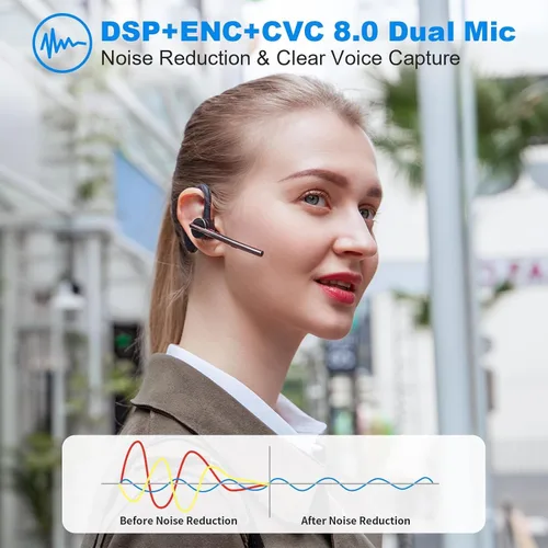 Vista 2 de New Bee Auricular Bluetooth V5.2 Auriculares inalámbricos Bluetooth 24 horas de conversación CVC8.0 Dual Mic Cancelación de ruido