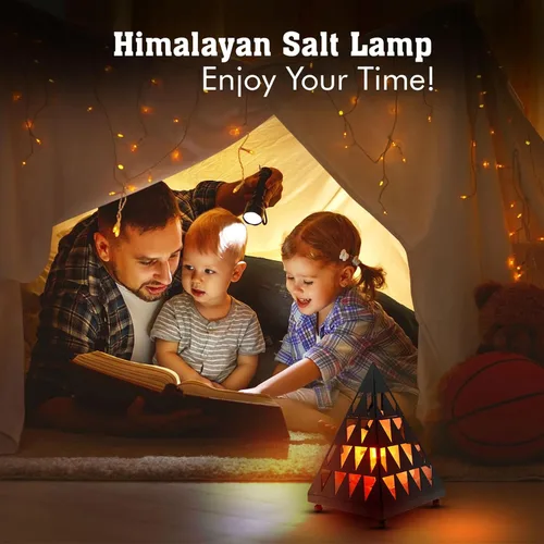 Vista 5 de Himalayan Glow HS-1003 Lámpara de sal de cristal tallada a mano del Himalaya con base de madera, 6-7 libras, rosa