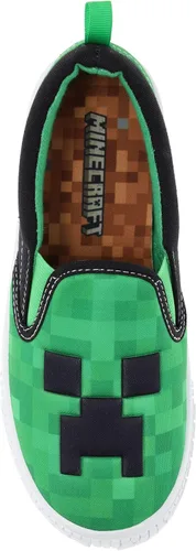 Vista 4 de Minecraft Zapatos sin cordones para niños pequeños, zapatos deportivos casuales para patinaje, forro polar verde con licencia oficial de star wars