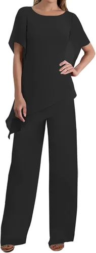 Vista 4 de JAEDEN Mother of the Bride Pantsuits Chiffon - Long Jumpsuits Sleeves Mother Groom
