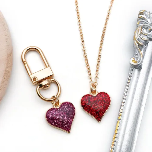 Vista 6 de WOCRAFT 24 dijes de pulsera de corazón de amor para hacer joyas, San Valentín, boda, rosa, flor, para bricolaje, collares, llaveros y suministros