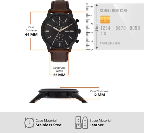 Vista 9 de Fossil Townsman - Reloj cronógrafo de cuarzo casual de acero inoxidable y cuero para hombre