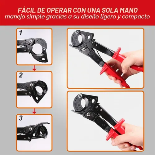 Vista 5 de Cortador de cable con trinquete, herramienta de mano para cortar alambre de alta resistencia para cable de aluminio y cobre de hasta 240mm²