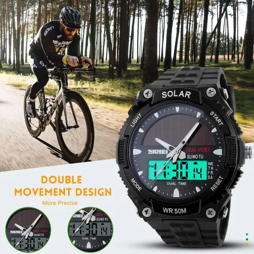 Vista 4 de SKMEI Reloj deportivo digital para hombre, ultrafino, grande, impermeable, con cronómetro, temporizador de cuenta regresiva, función de alarma, luz