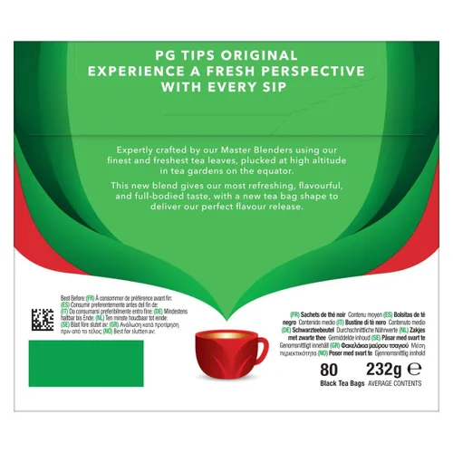 Vista 2 de PG Tips Bolsas de té negro sin pirámide, 80 unidades (paquete de 1)