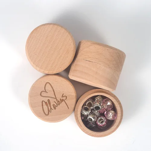 Vista 5 de 3 piezas de mini anillo redondo de madera para joyero, caja de madera pequeña con tapa, almacenamiento de bricolaje, caja de contenedor de madera