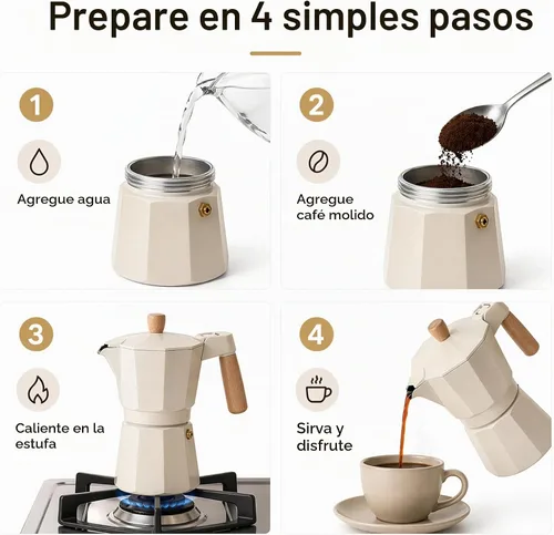 Vista 7 de ANGORA BRANDS Vondra - Olla de aluminio para moka (2 a 6 tazas), cafetera espresso para estufa, cafetera italiana clásica, cafetera percoladora