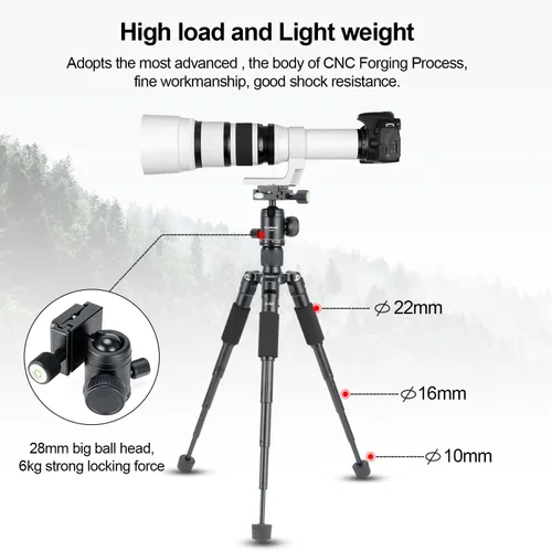 Vista 6 de Koolehaoda - Mini trípode de mesa de 20 pulgadas con cabezal de bola de 360°, portátil, color negro Aluminum Desktop Tripod Stand, Load up to