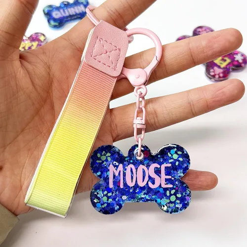 Vista 6 de ResinWorld Juego de moldes de silicona de hueso de perro de 2 y 1.5 pulgadas con 15 llaveros y 15 anillos de salto, molde de etiqueta para mascotas
