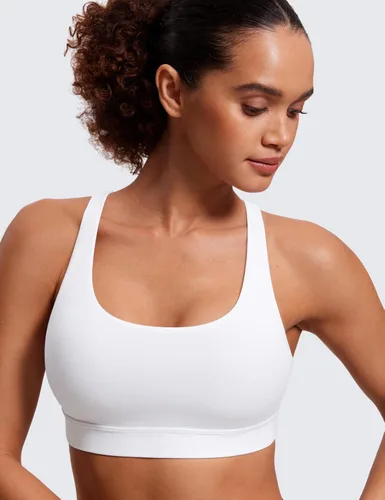 Vista 4 de CRZ YOGA Brasier deportivo con tirantes delgados para mujer, para fitness o ejercicio físico, brasier con relleno y espalda cruzada para yoga