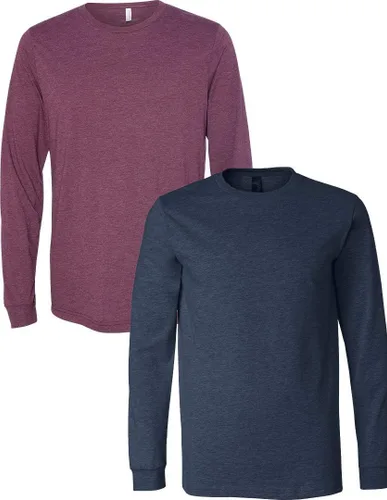 Vista 184 de Canvas Filmore 3501 - Camiseta de 4.2 onzas para hombre manga larga (1) Ceniza + (1) Jaspeado atlético