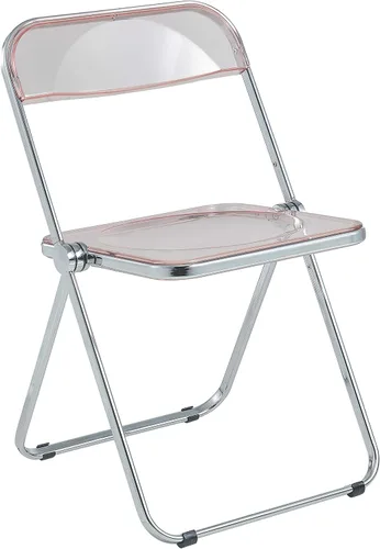 Vista 15 de LeisureMod Lawrence - Silla plegable de acrílico transparente moderna con marco de metal, asiento transparente que ahorra espacio para comedor