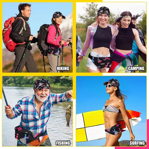 Vista 6 de Sotiff Trajes retro de 2 piezas de los años 80 y 90 para mujeres y hombres, riñonera y sombrero de los años 80, disfraces de los años 90, cintura