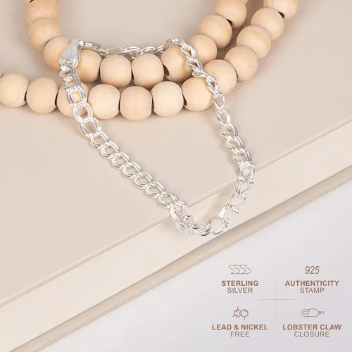Vista 4 de PORI JEWELERS Pulsera de plata de ley 925 con eslabones italianos para hombre y mujer, Metal
