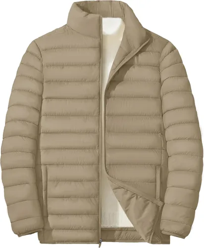 Vista 12 de MAGNIVIT - Chaqueta de plumón para hombre, ligera, abrigada, impermeable, cortavientos, acolchada, con relleno, plegable