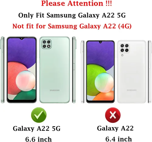 Vista 3 de M MAIKEZI Funda para Galaxy A22 5G, TPU suave y delgada, a la moda, funda protectora para teléfono con protector de pantalla HD (TPU cepillado negro)