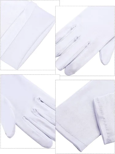 Vista 4 de 4 pares de guantes cortos de satén para mujer guantes de longitud a la muñeca guantes de ópera