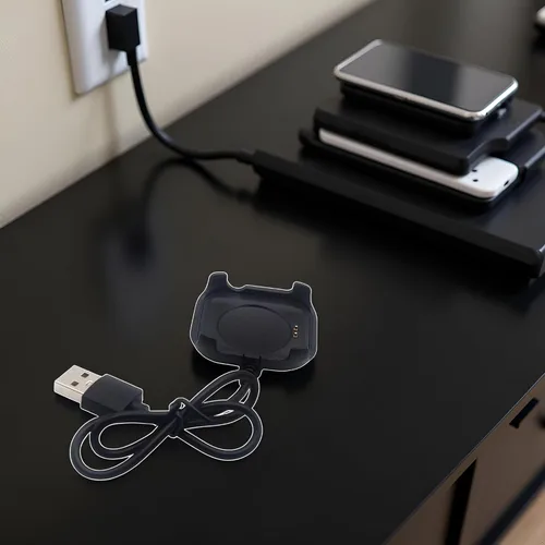 Vista 2 de Cable de carga negro para reloj inteligente HW22, cargador magnético, soporte de muelle, adaptador de cable de carga USB, cables y cargadores