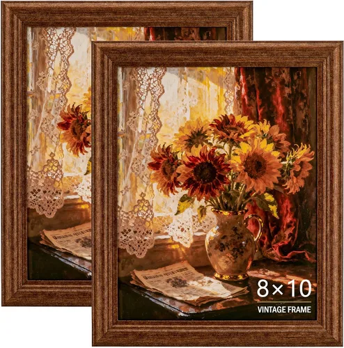 Vista 7 de 8x10 Picture Frame Set Vintage Gold Retro Plastic Farmhouse Style 2 Pack