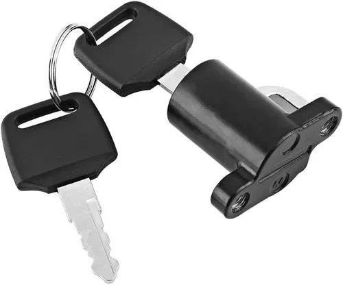 Vista 5 de Cerradura de casco de motocicleta, cerradura antirrobo de aleación de aluminio para casco con 2 llaves, gancho universal para casco