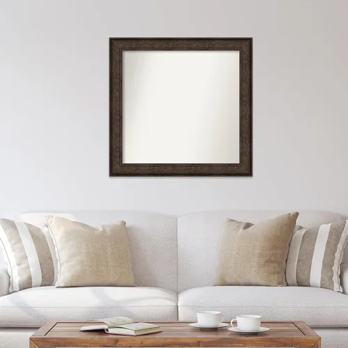 Vista 118 de Amanti Art Espejo de pared personalizado no biselado (25 x 25 pulgadas), marco de bronce acentuado, varios tamaños personalizados, espejo de baño