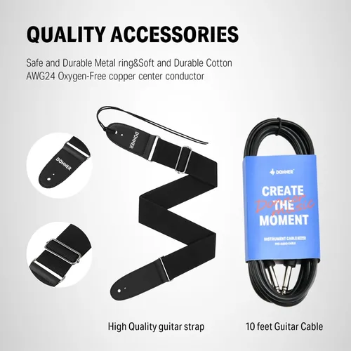 Vista 6 de Guitarra eléctrica Donner Jazz de 39 pulgadas TL Thinline F Hole para principiantes, tamaño grande, guitarra hueca con pastillas H-H, con bolso