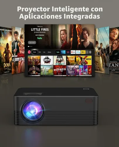 Vista 4 de Mini proyector con Wi-Fi y Bluetooth, proyector portátil 4K soporte Negro