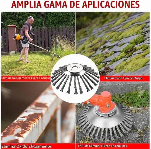 Vista 6 de Cuchilla de corte con cable irrompible de 10 pulgadas, cabezal de corte de alambre de acero, cabezal cortador de cepillo giratorio de alambre