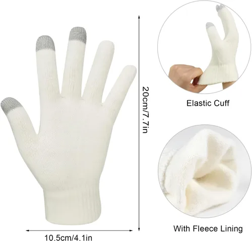 Vista 3 de Hicdaw Gorros de invierno para mujer, bufanda, guantes de invierno para mujer, gorro largo con forro polar, guantes para pantalla táctil