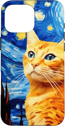 Vista 19 de Orange Tabby Cat Starry Night Vincent Van Gogh - Carcasa para iPhone 17