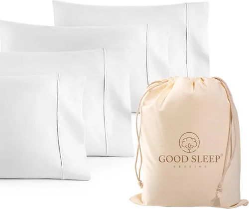 Vista 35 de Juego de 2 fundas de almohada estándar de 1000 hilos, 100% algodón egipcio, fundas de almohada 01. blanco