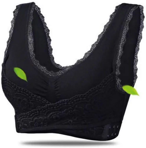 Vista 3 de Paquete de 2 brasieres Kendally para mujeres mayores, encaje cruzado frontal, sedoso, delgado y con forma, brasier cruzado con hebilla lateral